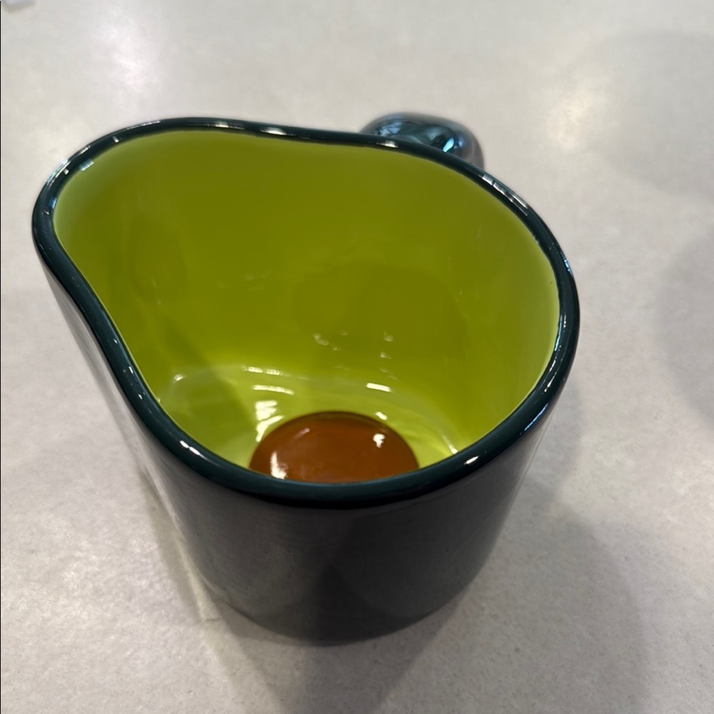 Set of Four 
Green and Black Ceramic Mugs with Modern Glossy Finish